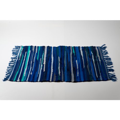Alfombra algodón rayada 50 x 80 cm azul