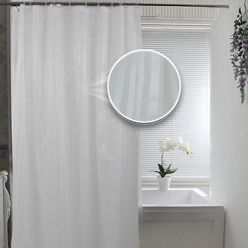 Cortina baño blanca 180 x 180 cm tramado rayas