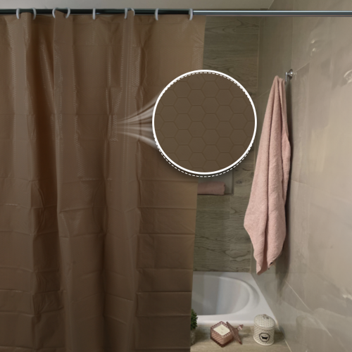 Cortina de baño 180 x 180 cm tramado hexágono beige